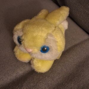 Vtg 1978 Wallace Berrie Yellow Easter Bunny Plush Blue Eyes Kitsch Korea